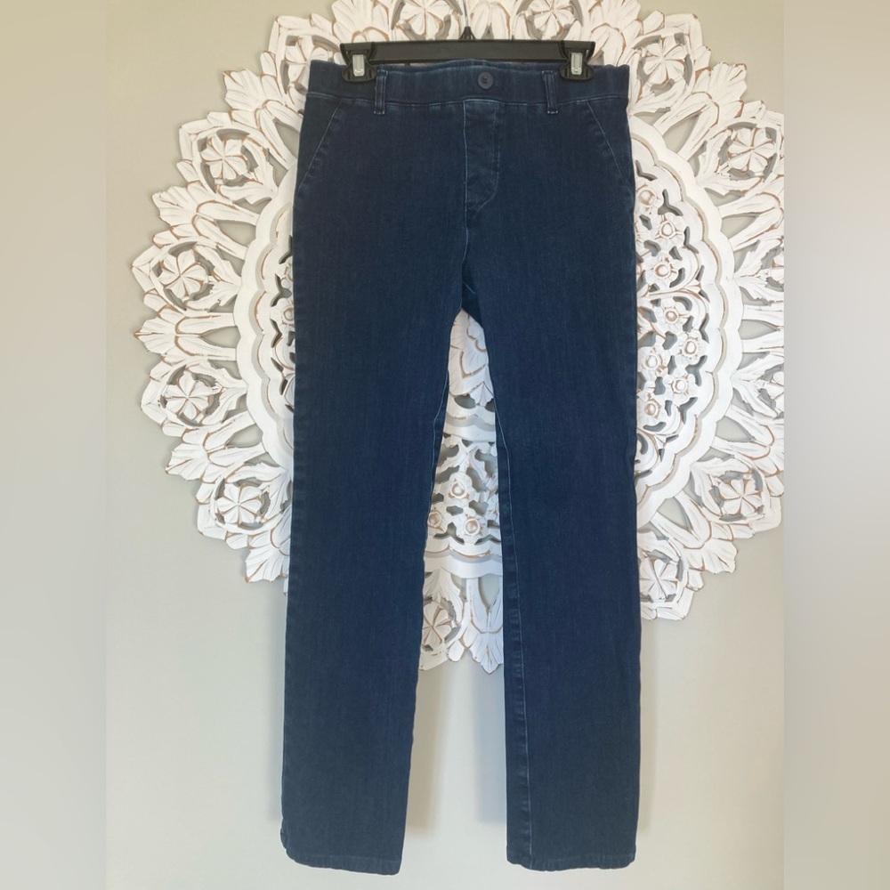 Betabrand Dark Blue Denim Straight Leg Jeans